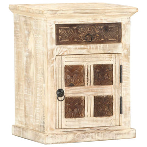 vidaXL Bedside Cabinet White 15.7"x11.8"x19.7" Solid Mango Wood-9