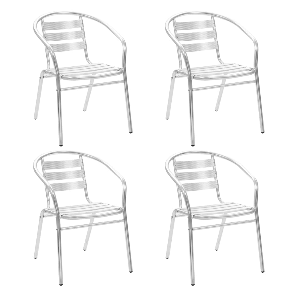 vidaXL Stackable Patio Chairs Outdoor Chair with Triple Slat Back Aluminum-1