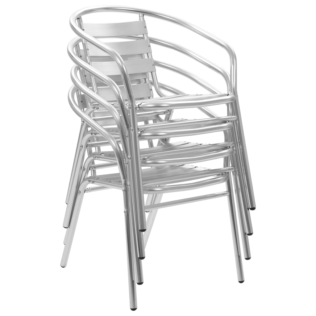 vidaXL Stackable Patio Chairs Outdoor Chair with Triple Slat Back Aluminum-10