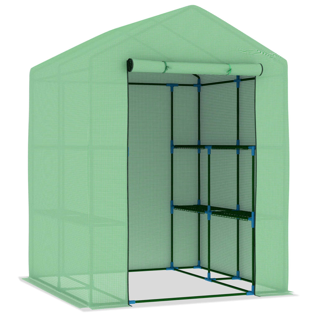 vidaXL Greenhouse with Shelves Steel 56.3"x56.3"x76.8"-5