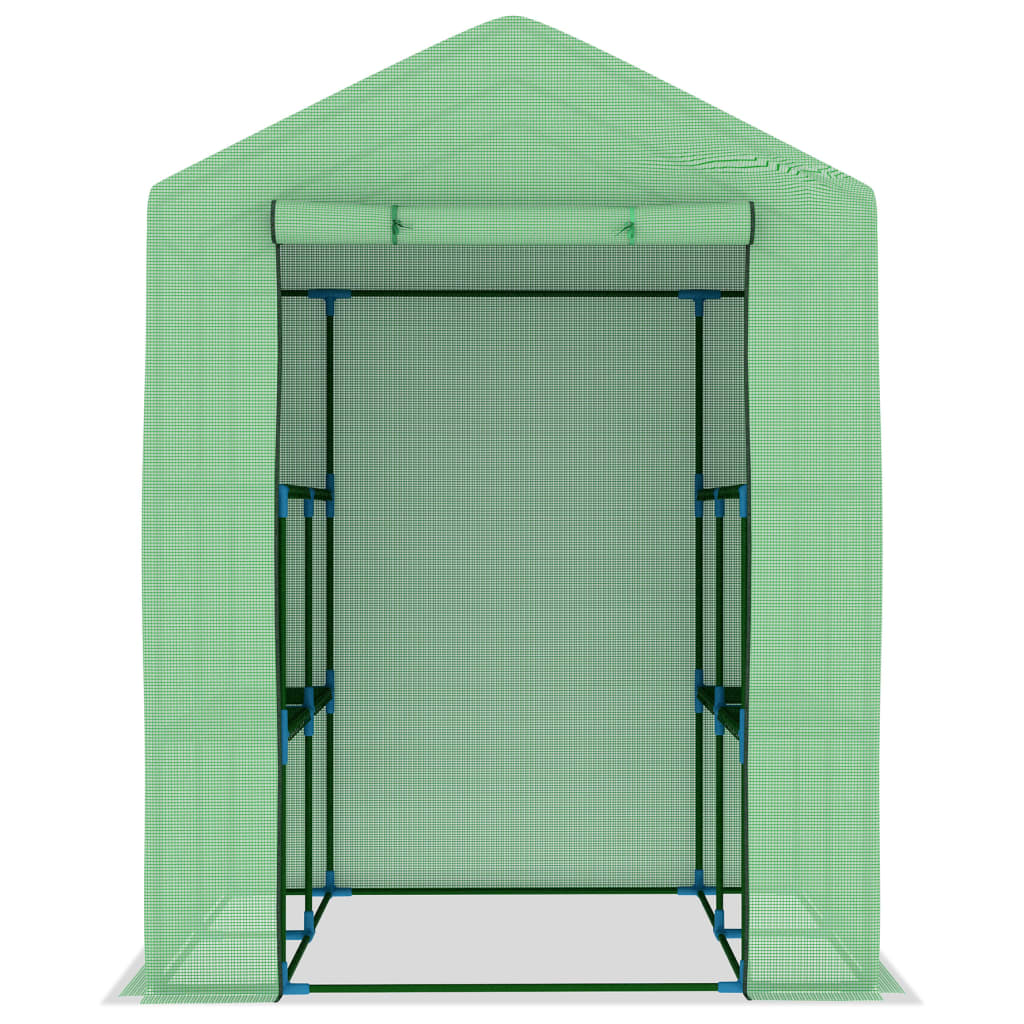 vidaXL Greenhouse with Shelves Steel 56.3"x56.3"x76.8"-6