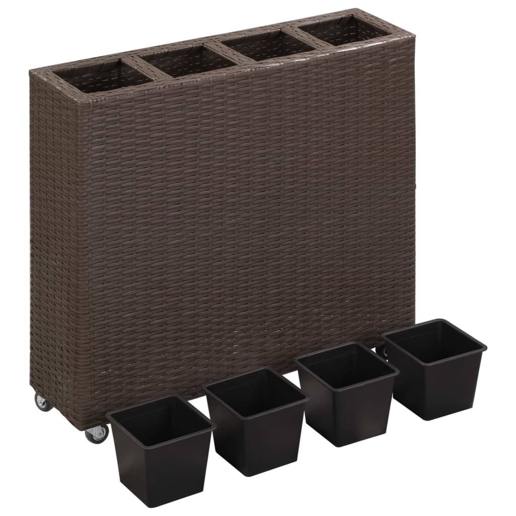 Garden Raised Bed with 2/3/3 Pots Poly Rattan Planter Multi Colors