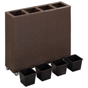 Garden Raised Bed with 2/3/3 Pots Poly Rattan Planter Multi Colors