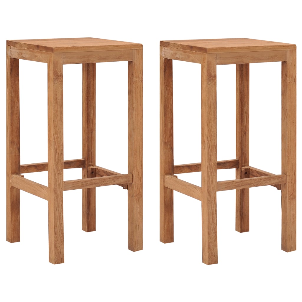 vidaXL Bar Stools Kitchen Breakfast Stool Chair with Footrest Solid Wood Teak-1