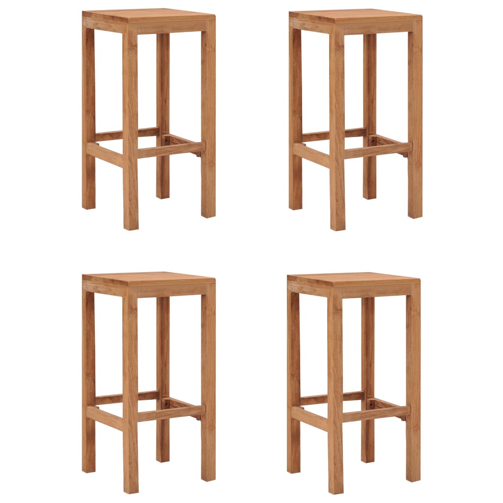 vidaXL Bar Stools Kitchen Breakfast Stool Chair with Footrest Solid Wood Teak-12