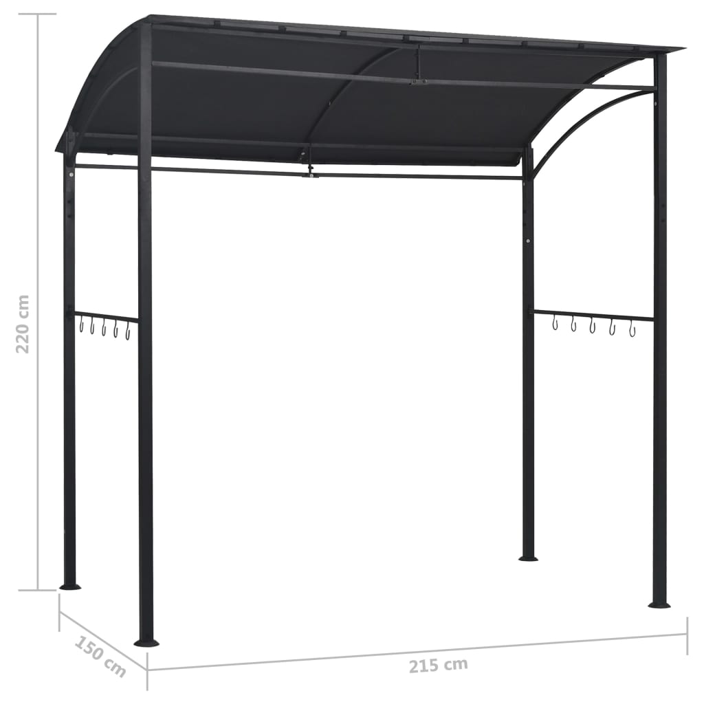 vidaXL BBQ Gazebo 84.6"x59.1"x86.6" Anthracite Steel-6