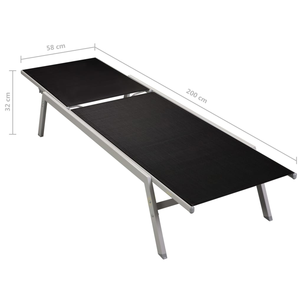 vidaXL Sun Lounger Steel and Textilene Black-6