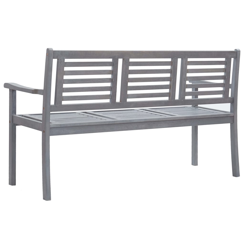 vidaXL Patio Furniture 3 Seater Outdoor Patio Bench Gray Solid Wood Eucalyptus-5