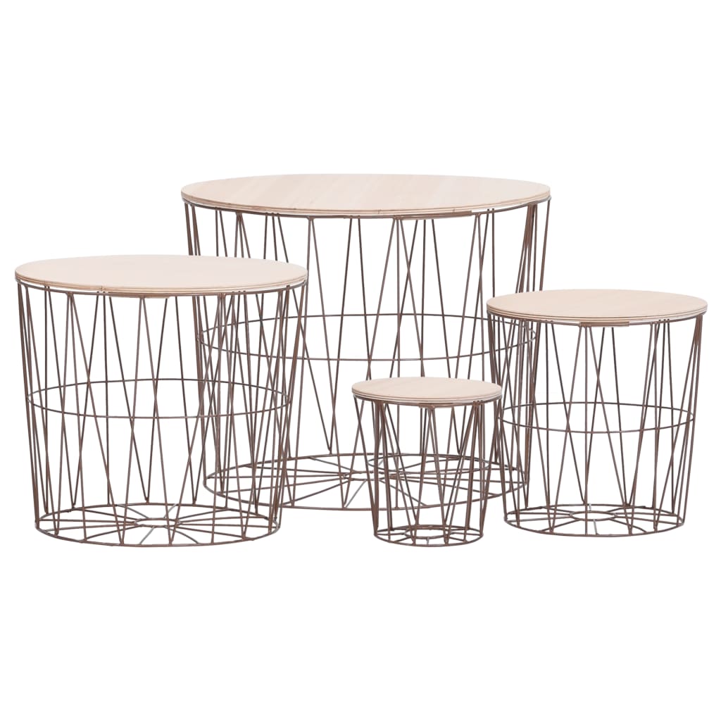 vidaXL Coffee Table 4 pcs Round End Table Sofa Table Living Room Furniture-1