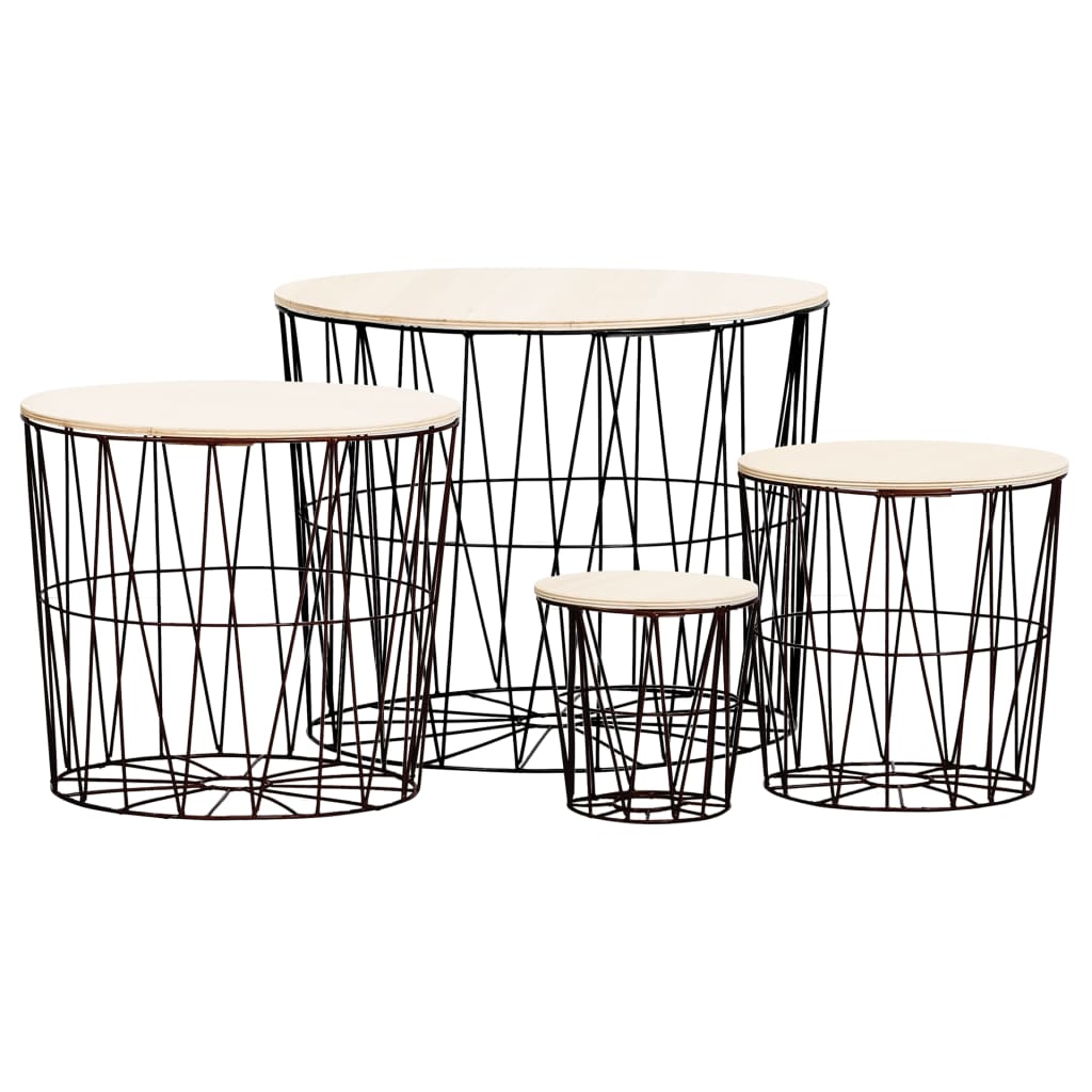 vidaXL Coffee Table 4 pcs Round End Table Sofa Table Living Room Furniture-7