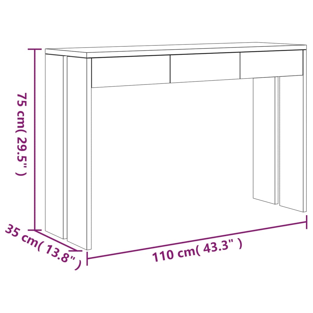 vidaXL Console Table 43.3"x13.8"x29.5" Solid Teak Wood-6