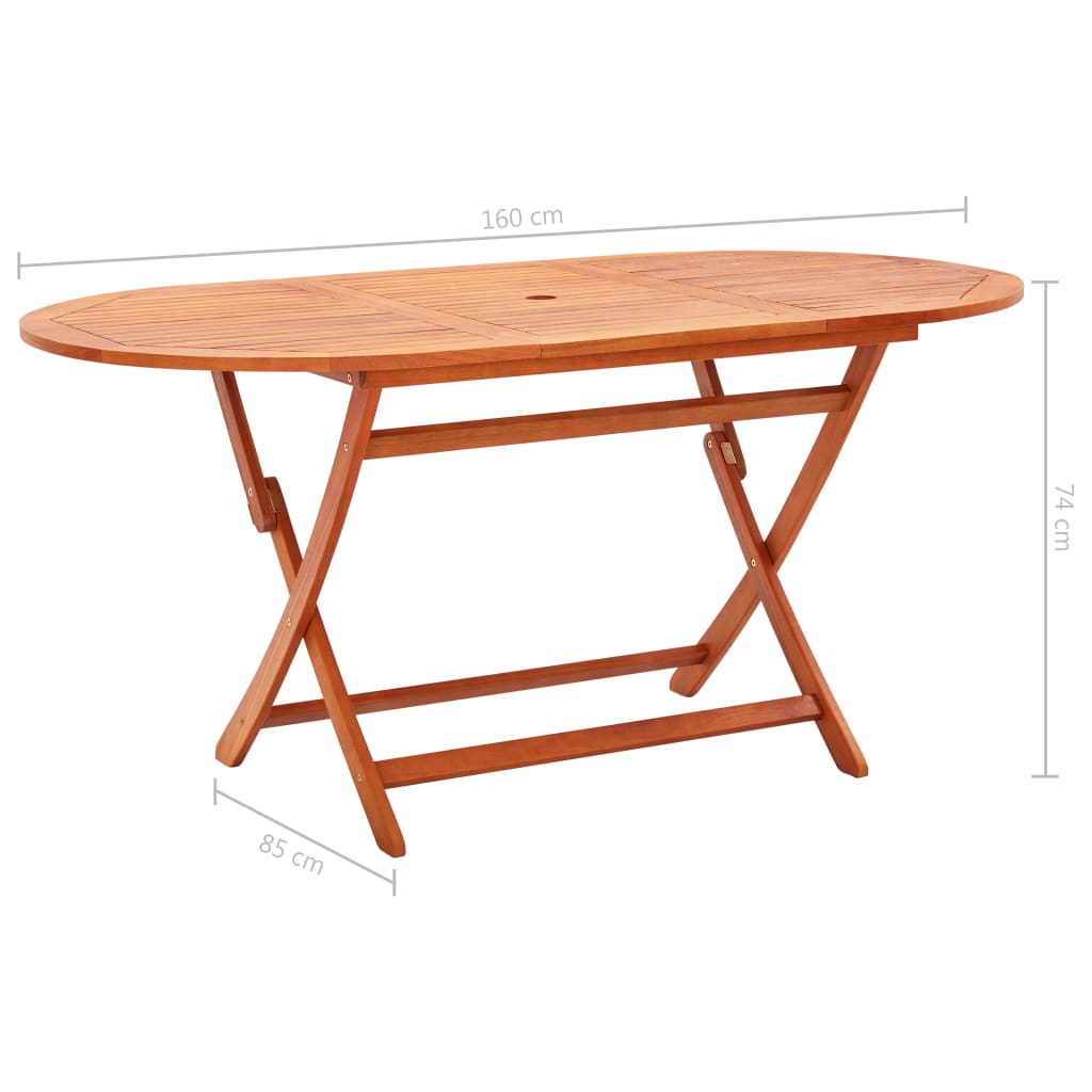 vidaXL Folding Patio Table 63"x33.5"x29.1" Solid Wood Eucalyptus-5