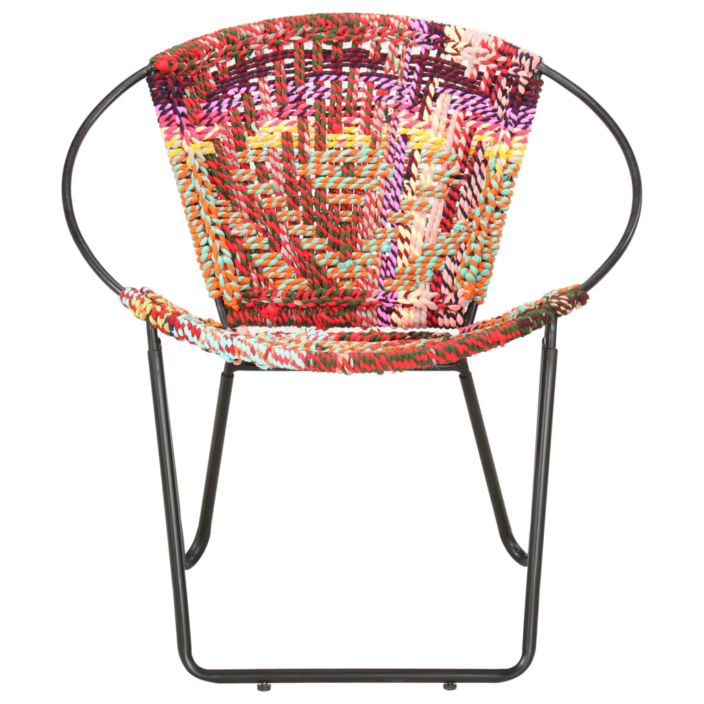 vidaXL Circle Chair Multicolors Chindi Fabric-2