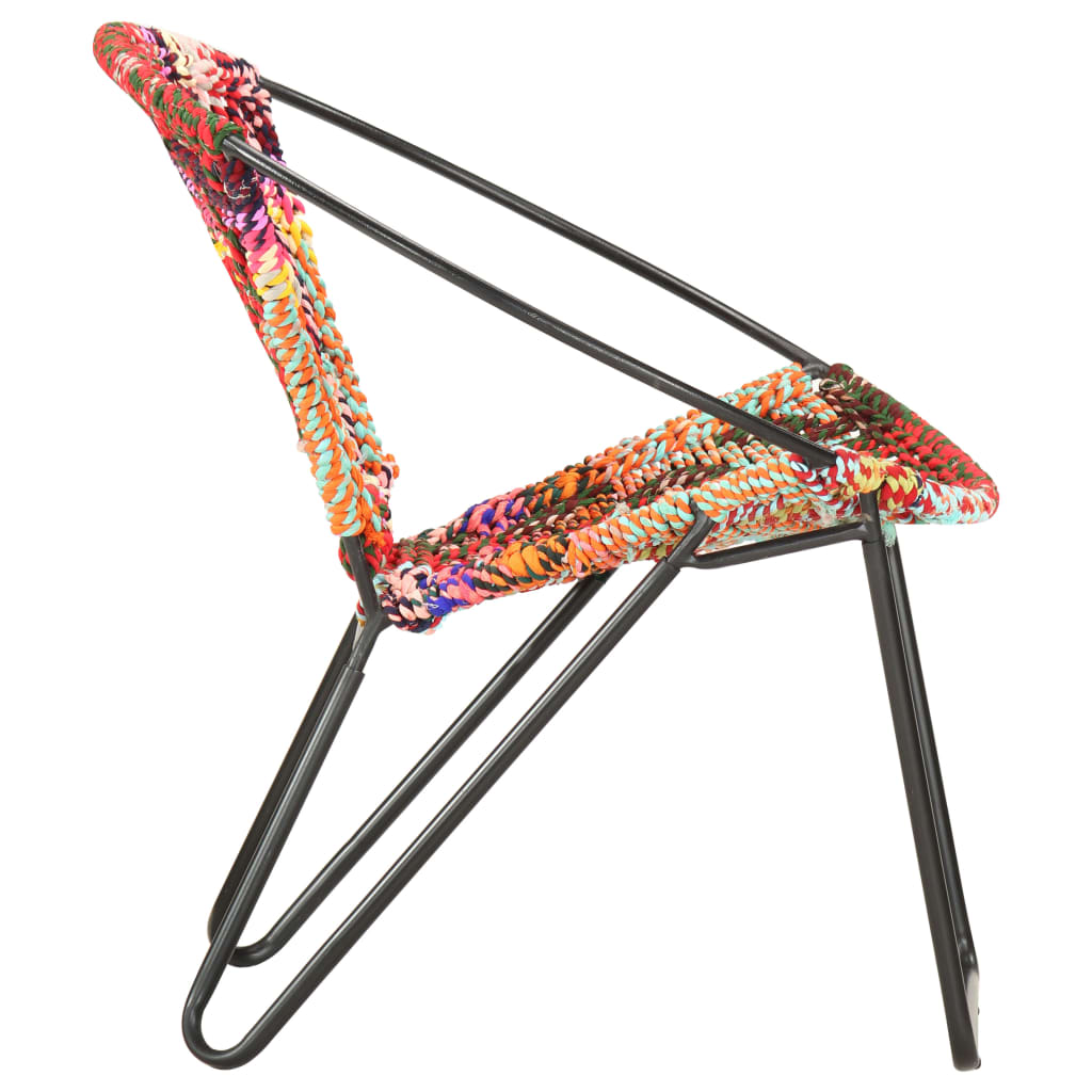 vidaXL Circle Chair Multicolors Chindi Fabric-3