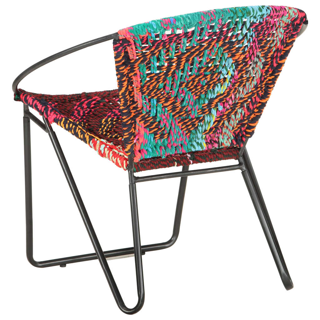 vidaXL Circle Chair Multicolors Chindi Fabric-4