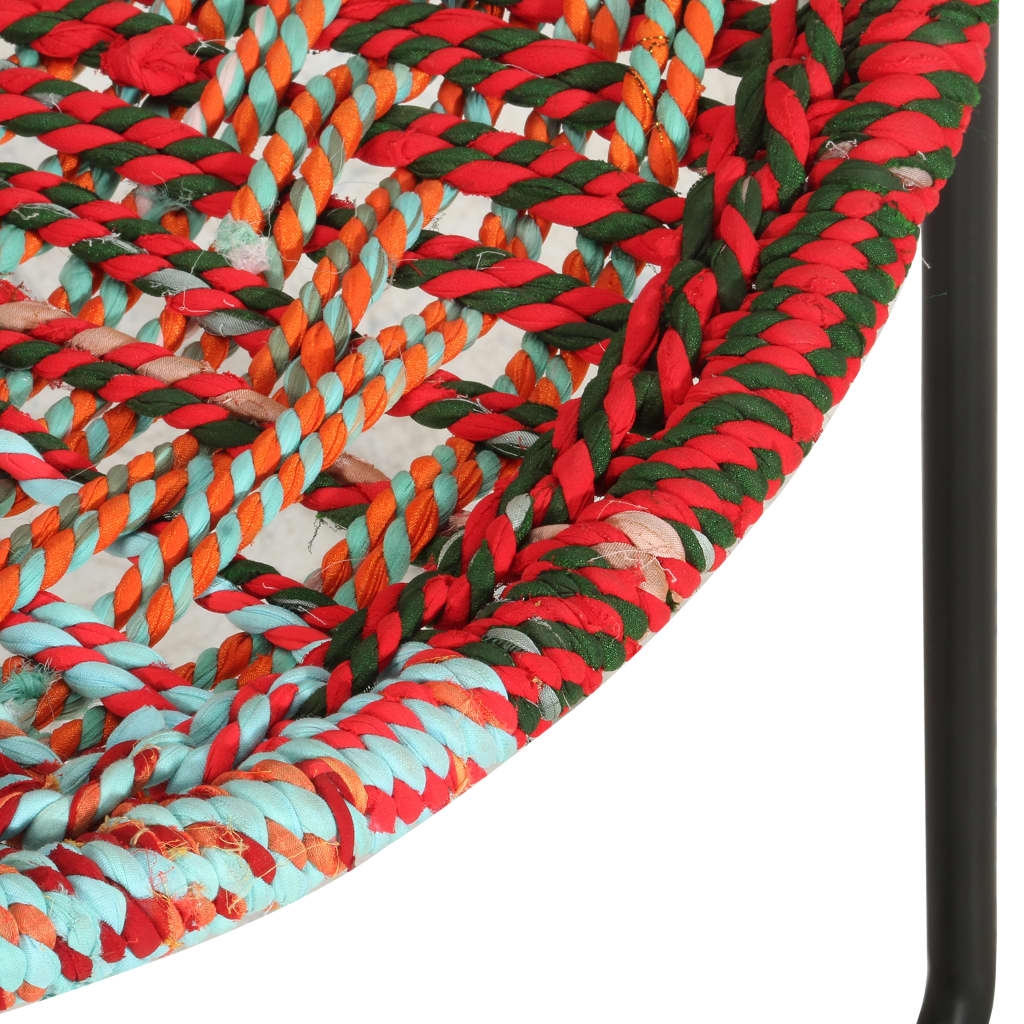 vidaXL Circle Chair Multicolors Chindi Fabric-6