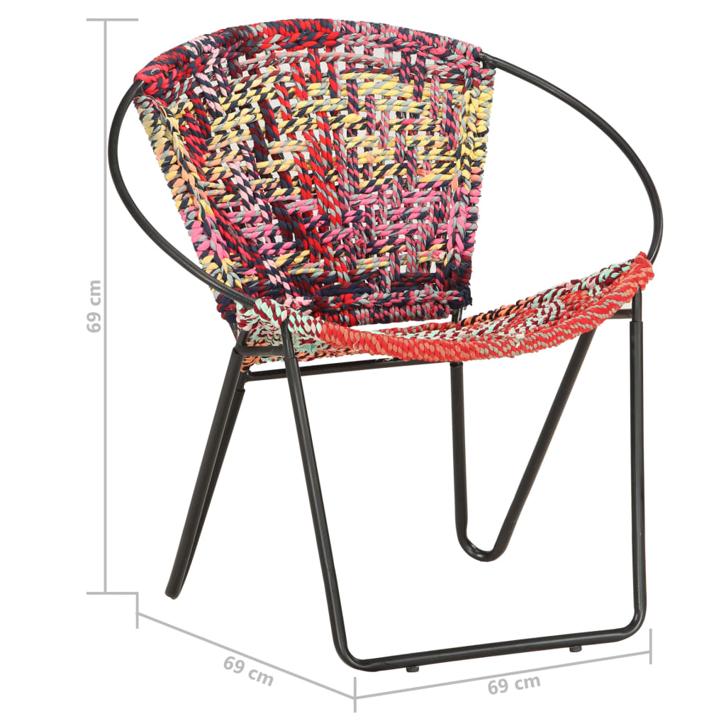 vidaXL Circle Chair Multicolors Chindi Fabric-7