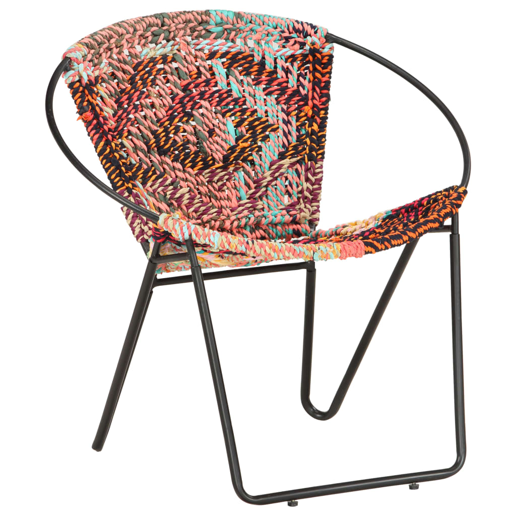 vidaXL Circle Chair Multicolors Chindi Fabric-9