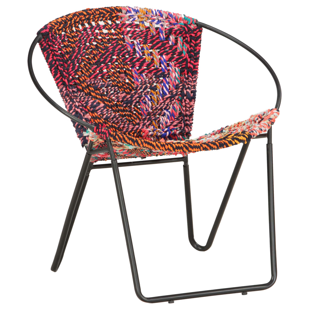 vidaXL Circle Chair Multicolors Chindi Fabric-10