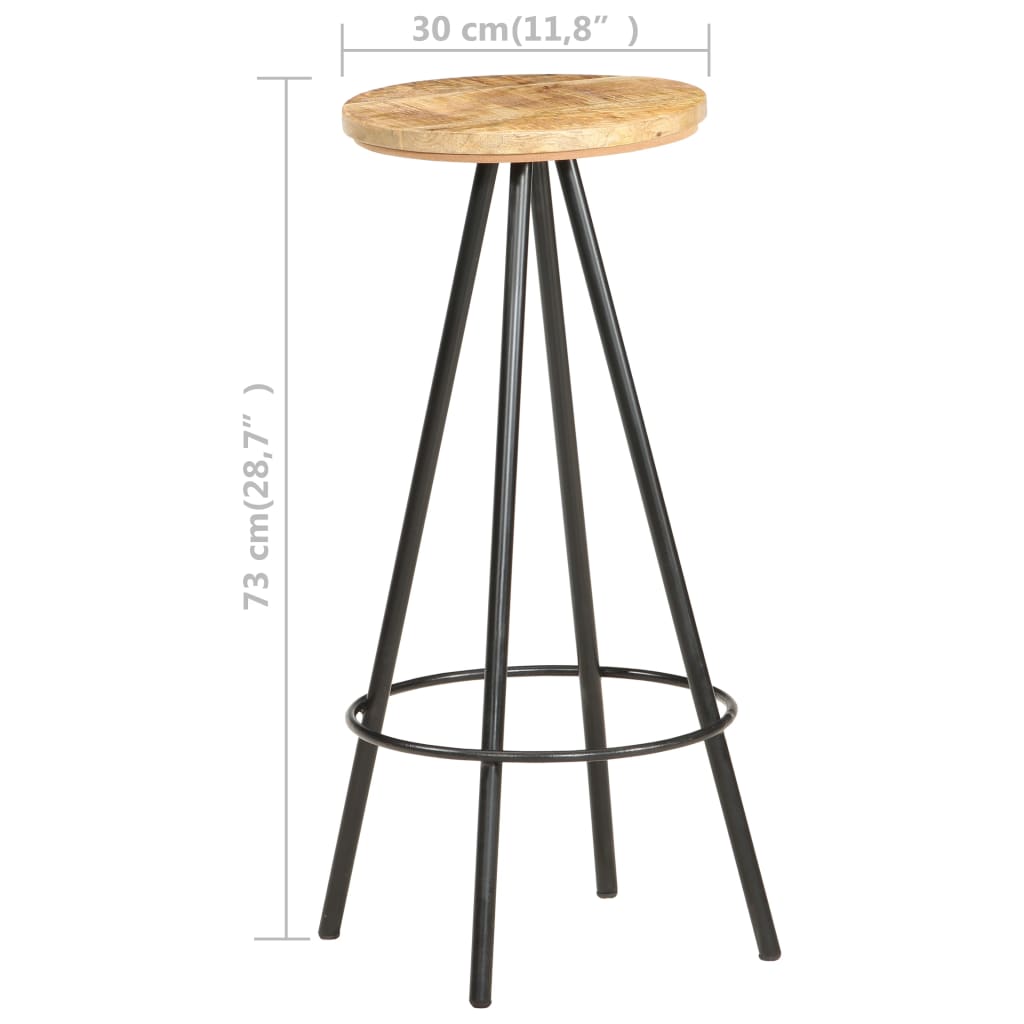 vidaXL Bar Stools 4 pcs Rough Mango Wood-0