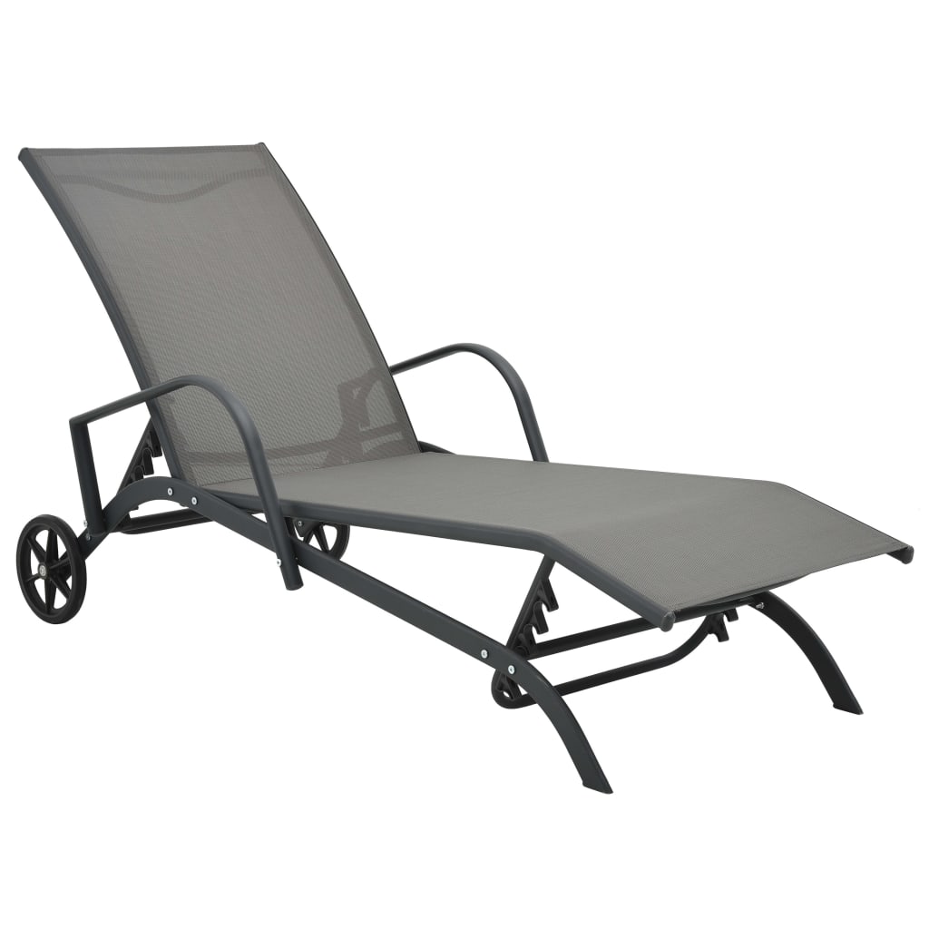 vidaXL 1/2x Sun Lounger Steel and Textilene Patio Garden Lounge Sun Bed Daybed-1