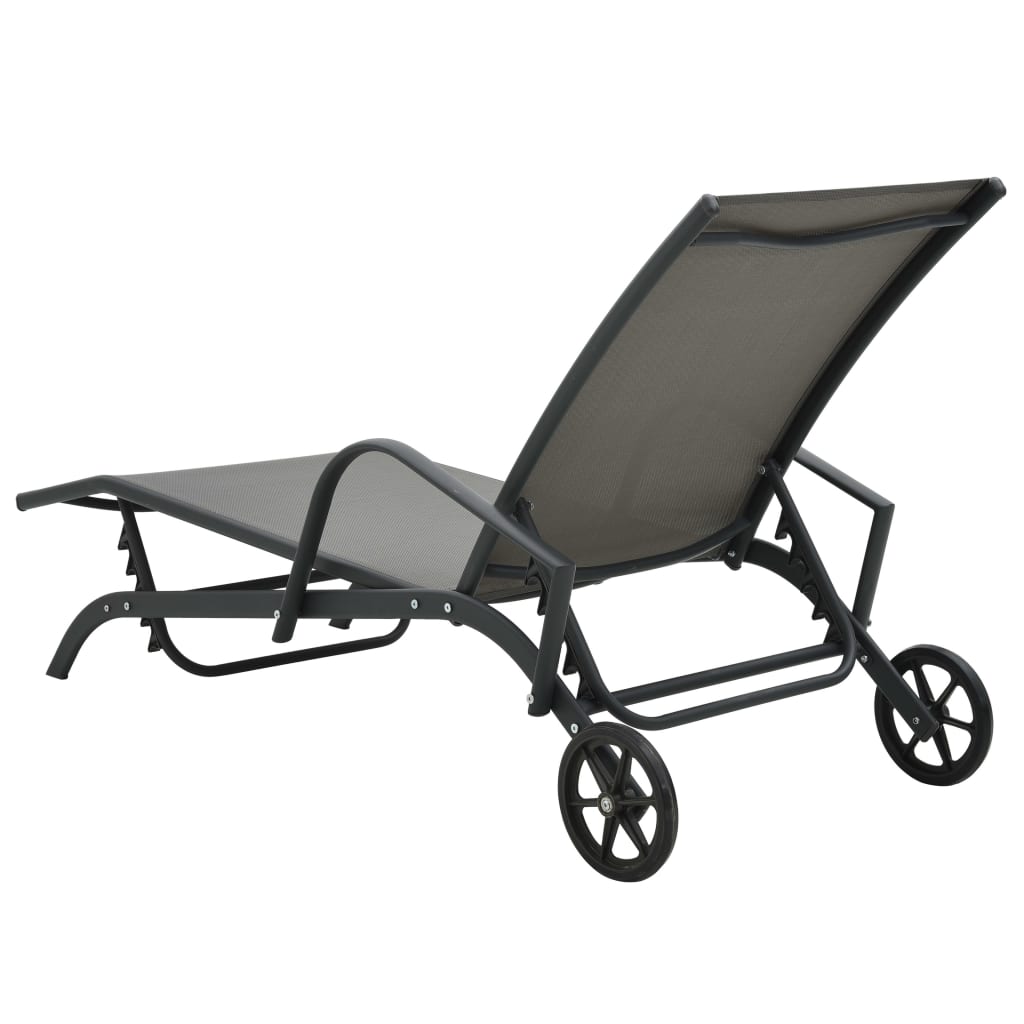 vidaXL 1/2x Sun Lounger Steel and Textilene Patio Garden Lounge Sun Bed Daybed-14