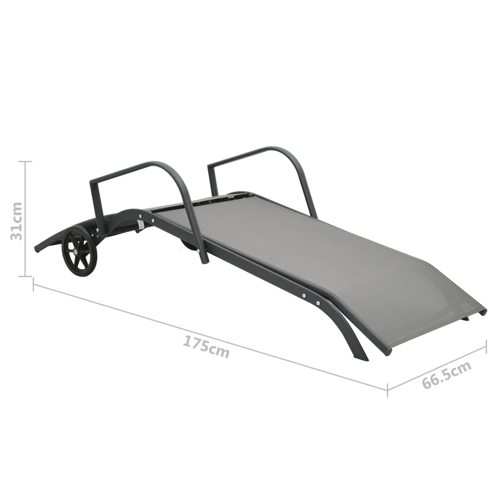 vidaXL 1/2x Sun Lounger Steel and Textilene Patio Garden Lounge Sun Bed Daybed-12