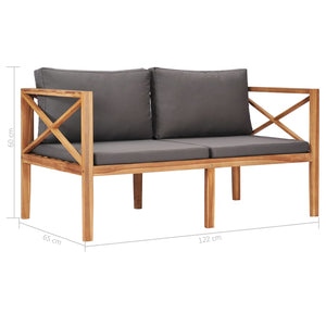 vidaXL 2-Seater Patio Bench Loveseat Chair Sofa with Cushions Solid Wood Teak-7