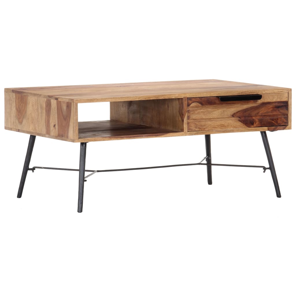 vidaXL Coffee Table 34.6"x21.7"x15.7" Solid Sheesham Wood-0