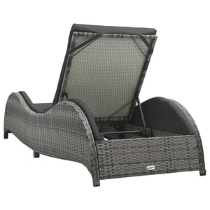 vidaXL Chaise Lounge Chair Rattan Sun Bed with Cushion Poly Rattan Anthracite-7