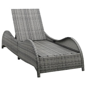 vidaXL Chaise Lounge Chair Rattan Sun Bed with Cushion Poly Rattan Anthracite-8