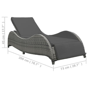vidaXL Chaise Lounge Chair Rattan Sun Bed with Cushion Poly Rattan Anthracite-5
