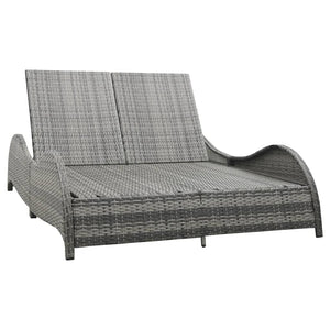 vidaXL Chaise Lounge Chair Rattan Sun Bed with Cushion Poly Rattan Anthracite-1