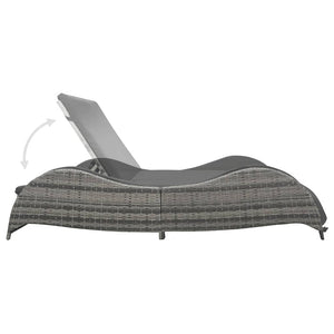 vidaXL Chaise Lounge Chair Rattan Sun Bed with Cushion Poly Rattan Anthracite-12