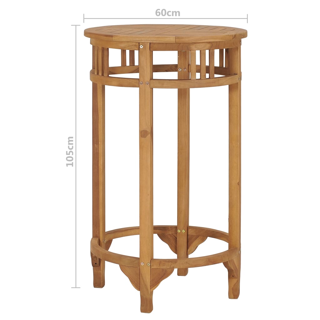 vidaXL Bar Table Ø 23.6" Solid Wood Teak-4