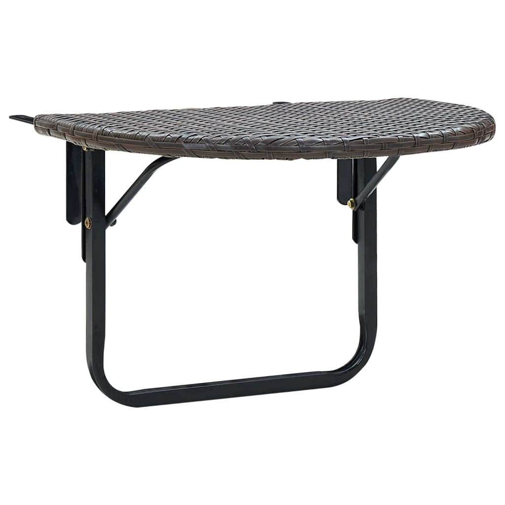 vidaXL Balcony Table Brown 23.6"x23.6"x15.7" Poly Rattan-0