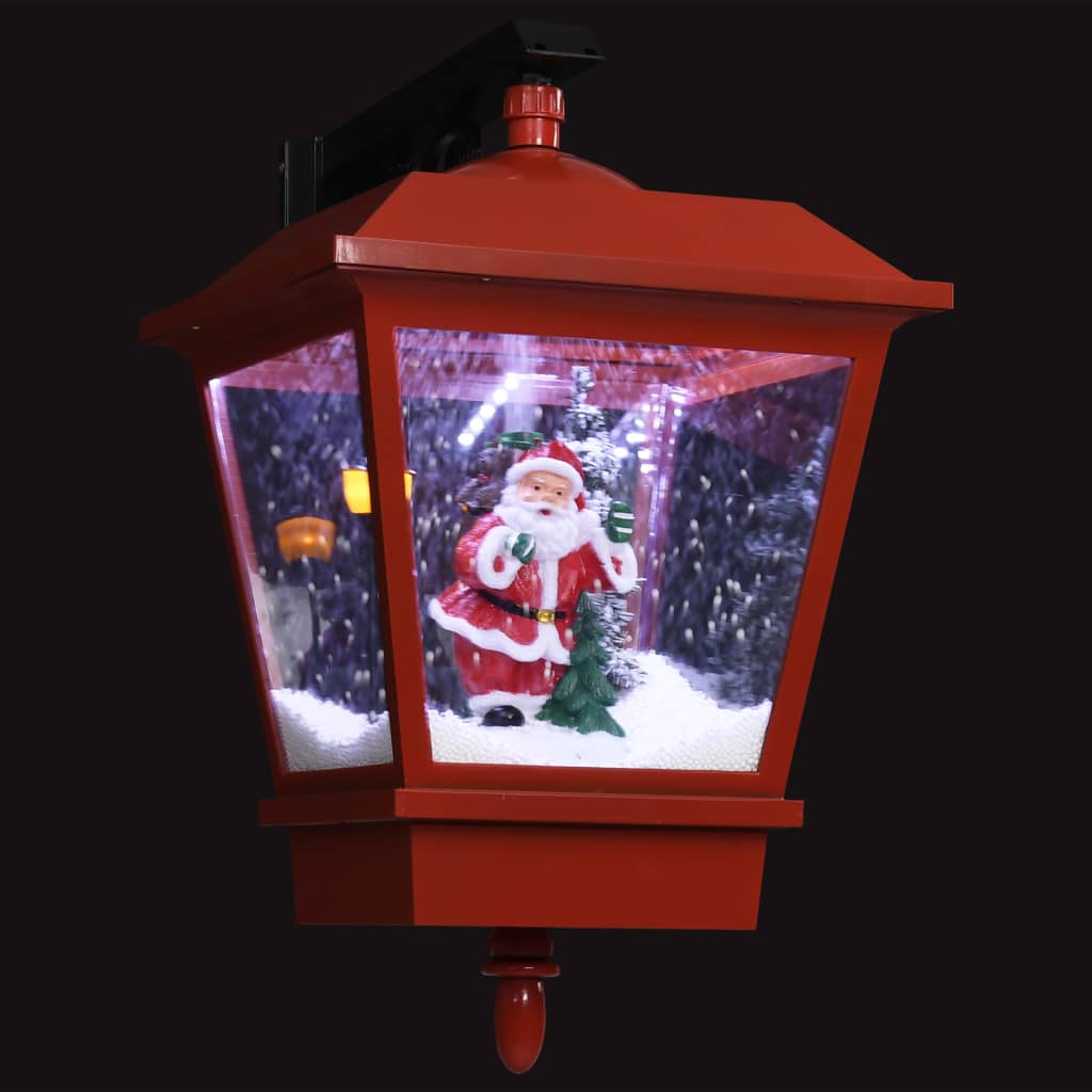 vidaXL Christmas Wall Lamp with LED Lights and Santa Red 15.7"x10.6"x17.7"-3