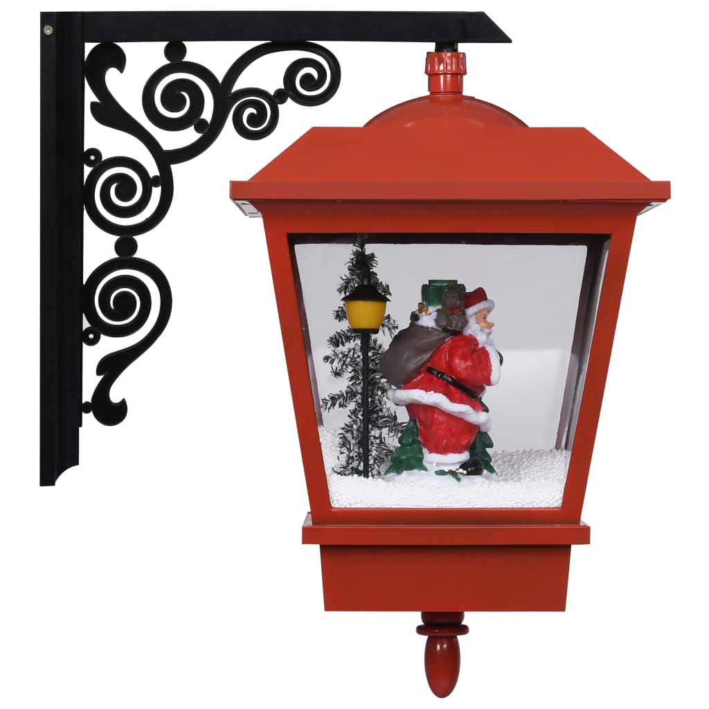 vidaXL Christmas Wall Lamp with LED Lights and Santa Red 15.7"x10.6"x17.7"-5