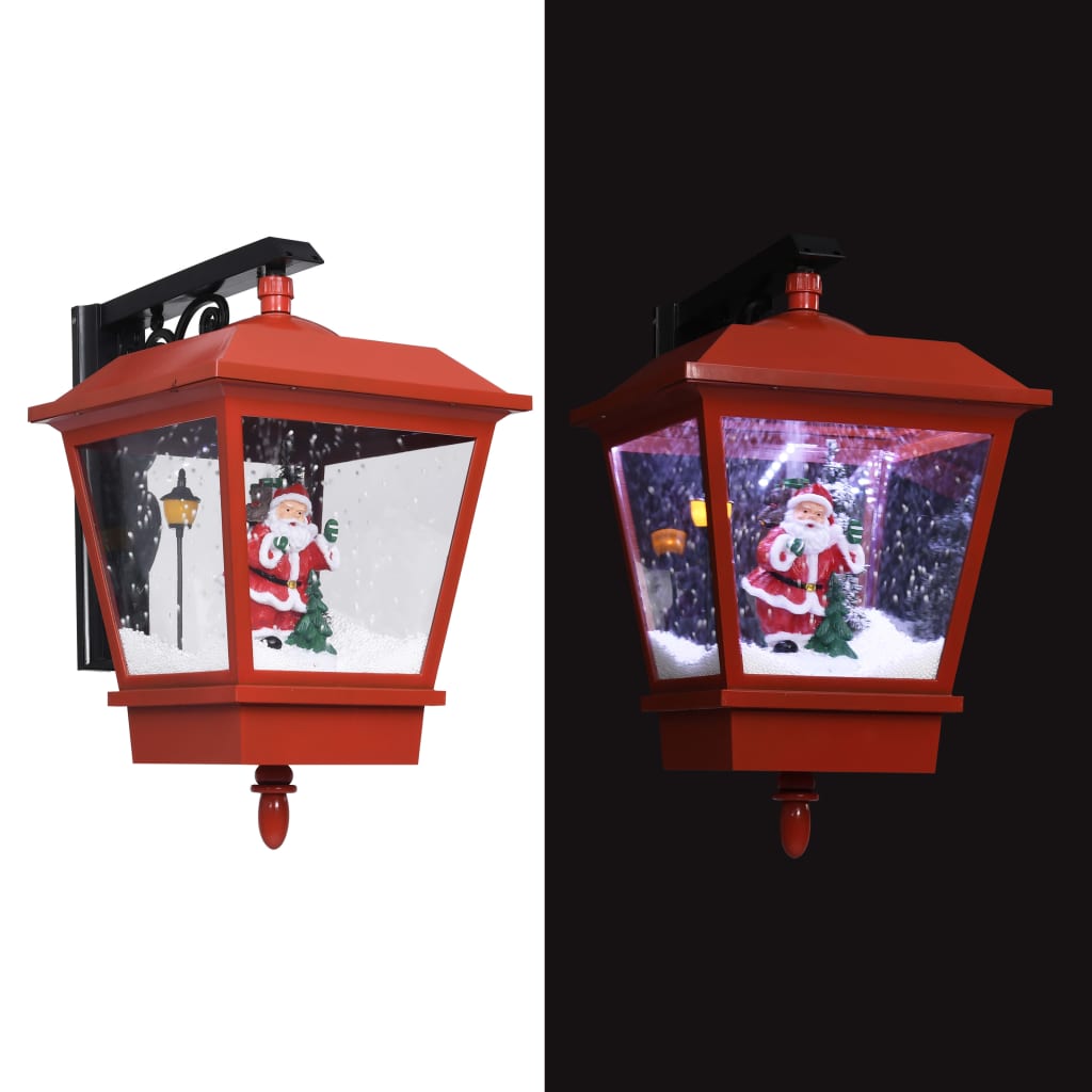 vidaXL Christmas Wall Lamp with LED Lights and Santa Red 15.7"x10.6"x17.7"-0