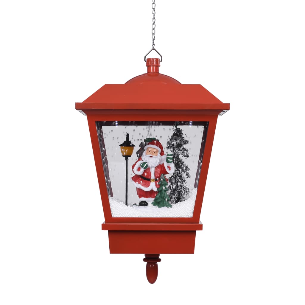 vidaXL Christmas Hanging Lamp with LED Light and Santa Red 10.6"x10.6"x17.7"-2