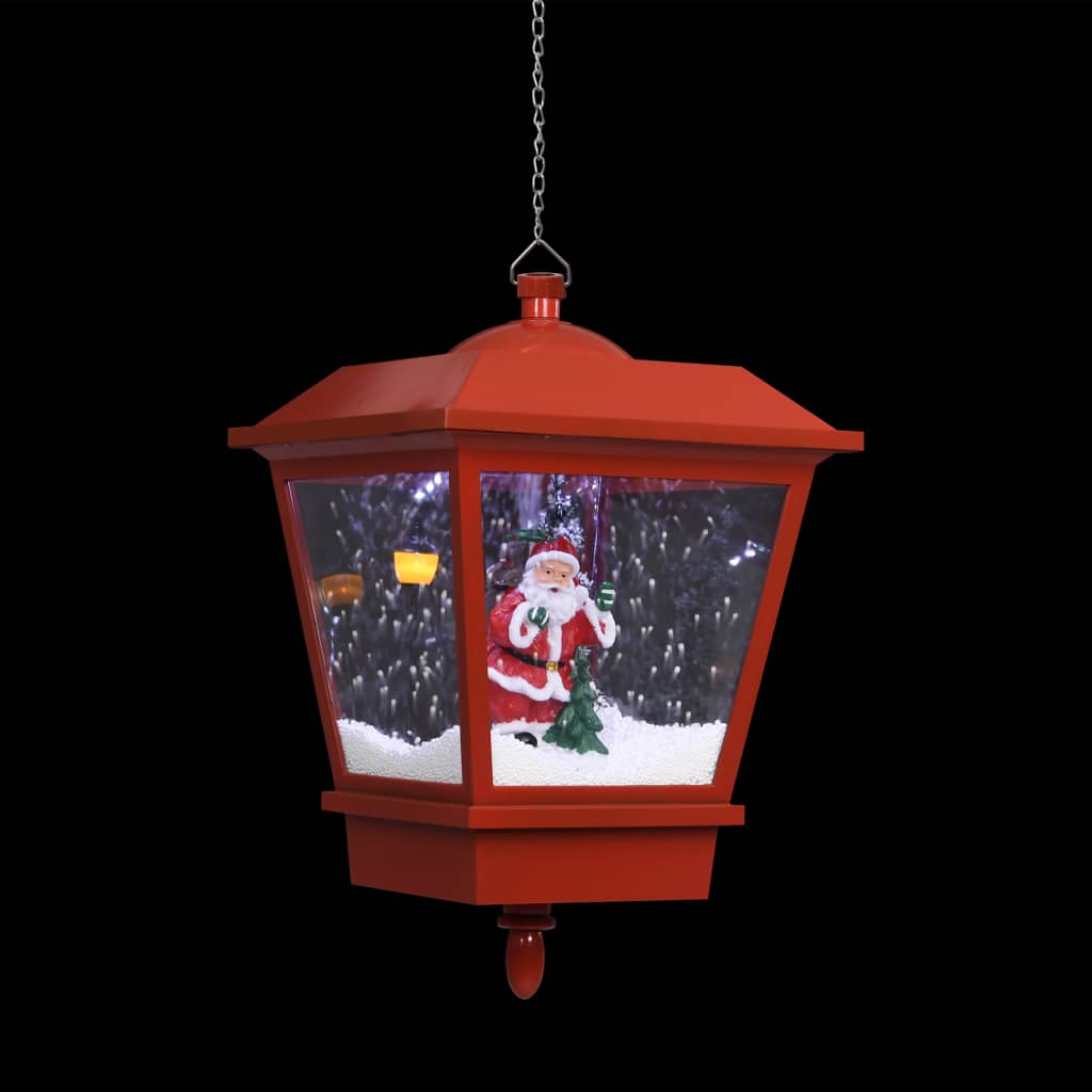 vidaXL Christmas Hanging Lamp with LED Light and Santa Red 10.6"x10.6"x17.7"-4