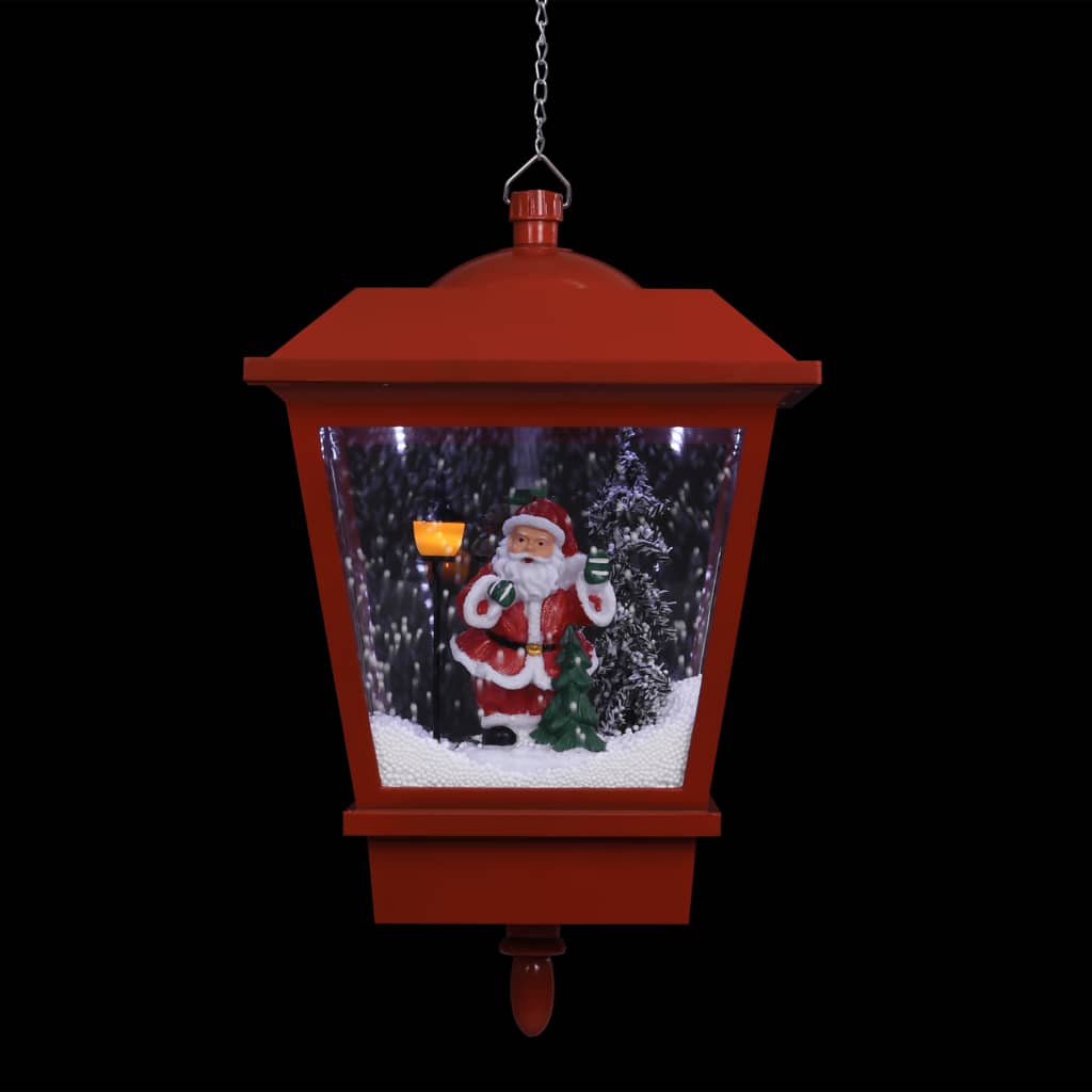 vidaXL Christmas Hanging Lamp with LED Light and Santa Red 10.6"x10.6"x17.7"-5