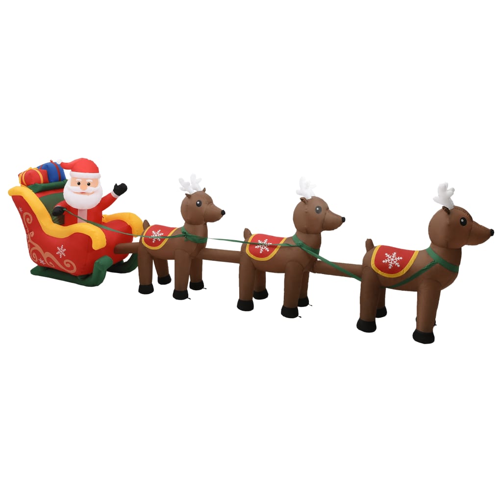 vidaXL Christmas Inflatable Santa and Reindeer Decoration LED 192.9"-9