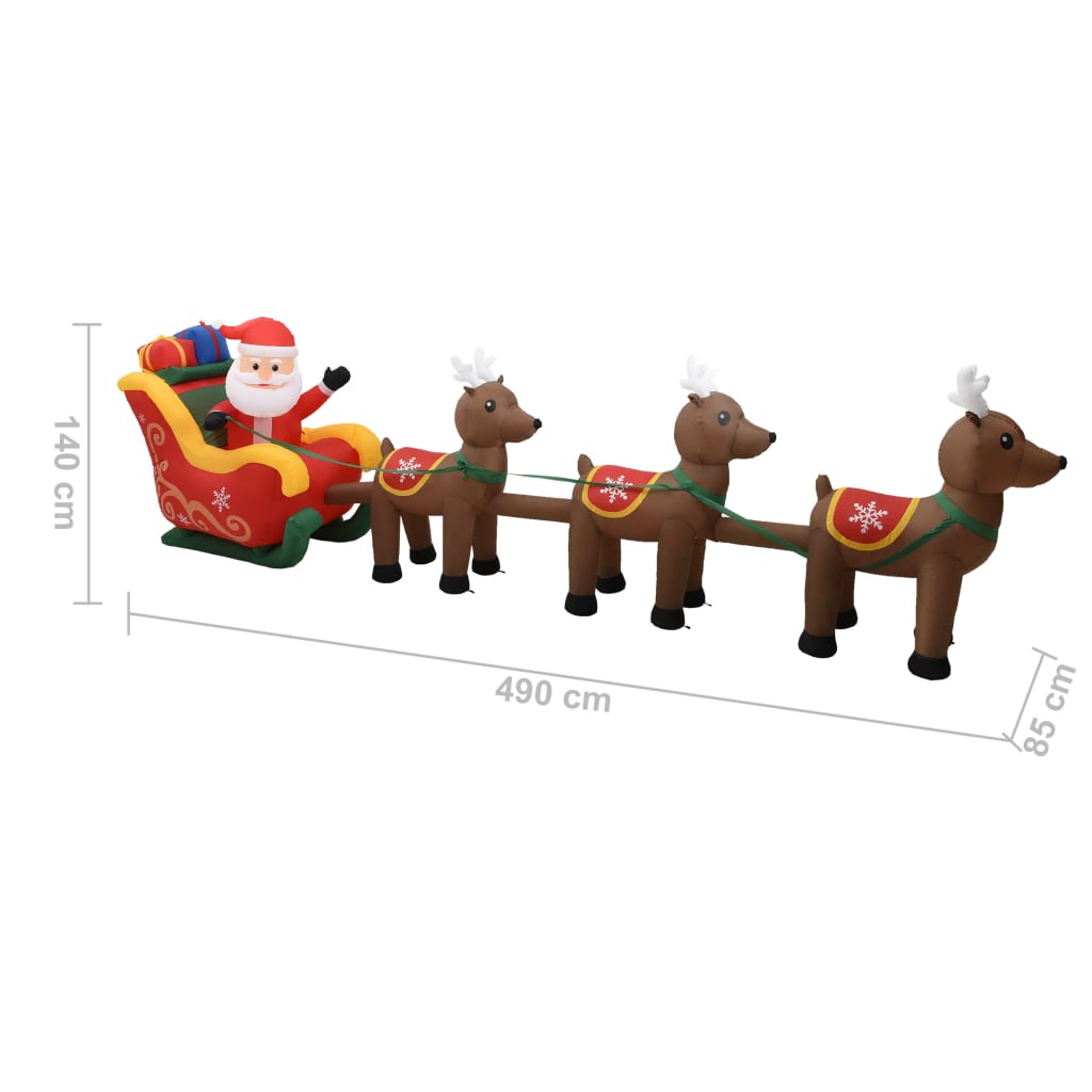 vidaXL Christmas Inflatable Santa and Reindeer Decoration LED 192.9"-8