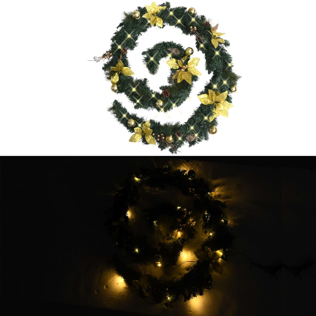 vidaXL Christmas Garland Holiday Artificial Xmas Garland with LED Lights PVC-8