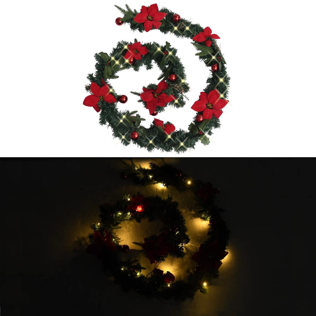 vidaXL Christmas Garland Holiday Artificial Xmas Garland with LED Lights PVC-6