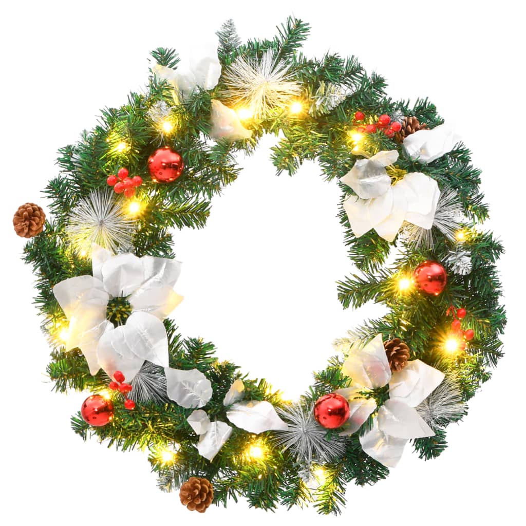 vidaXL Christmas Wreath Decoration Artificial Xmas Garland with LED Lights PVC-3