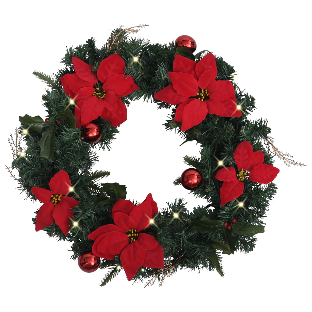 vidaXL Christmas Wreath Decoration Artificial Xmas Garland with LED Lights PVC-6