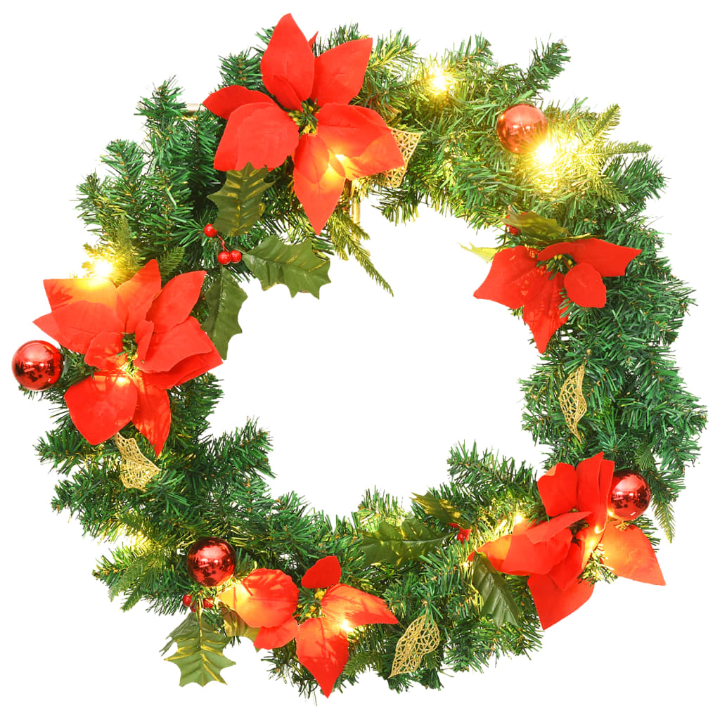 vidaXL Christmas Wreath Decoration Artificial Xmas Garland with LED Lights PVC-1