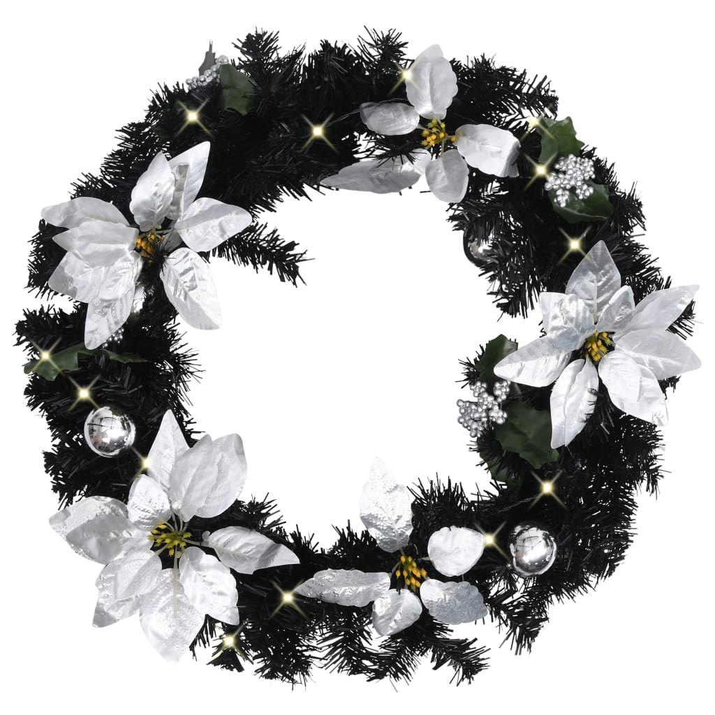 vidaXL Christmas Wreath Decoration Artificial Xmas Garland with LED Lights PVC-4